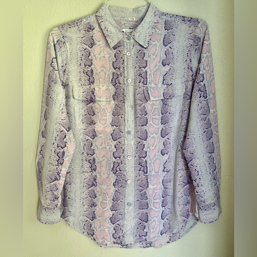 Equipment Femme Women’s Brett Python Snake Print Silk Blouse, Size S, EUC